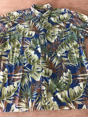 Ono Hawaiian Shirt Men XL Green Floral Button Up Pocket Short Sleeve Collared